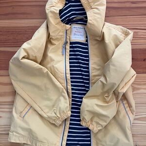 Hanna Andersson Yellow Raincoat with Navy Striped Lining